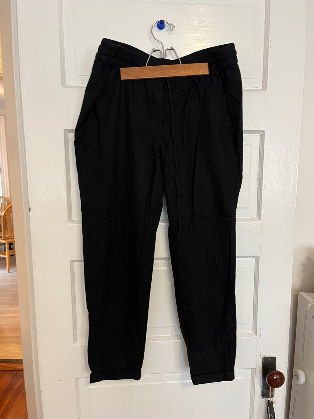 J. Crew Black Linen-blend Cropped Elastic-Waist Pants